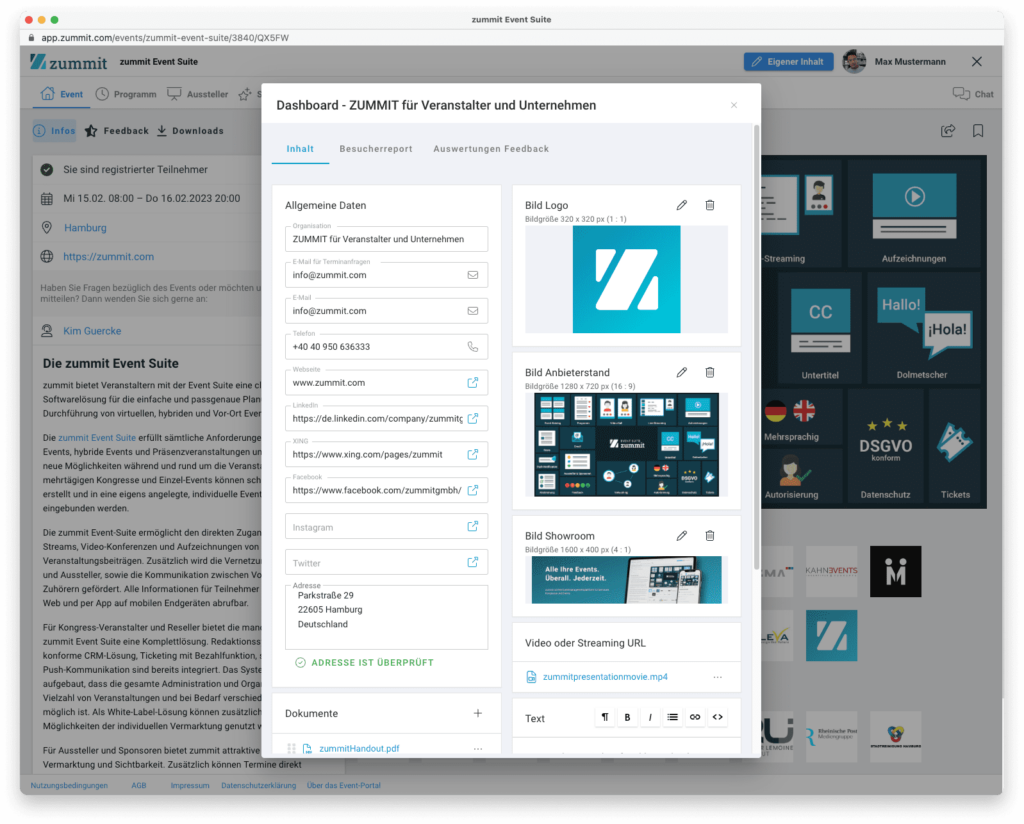 Ausstellung Dashboard