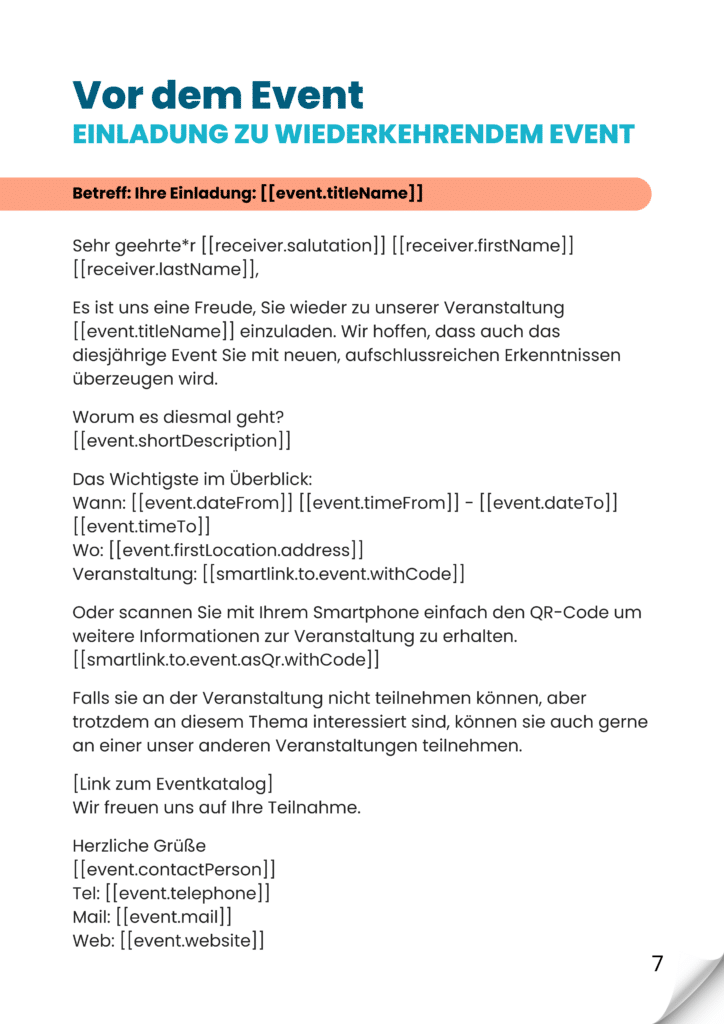 Vorlage für eine Einladung zu einem wiederkehrenden Event