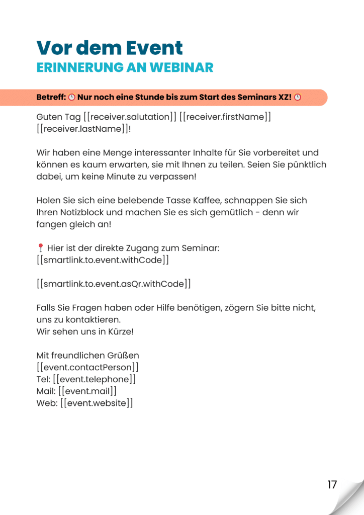 Vorlage für eine Erinnerung an Webinar