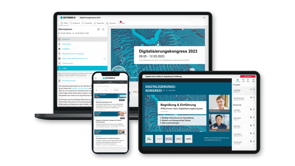zummit Eventplattform auf verschiedenen Geräten (Smartphone, iPad, Notebook)